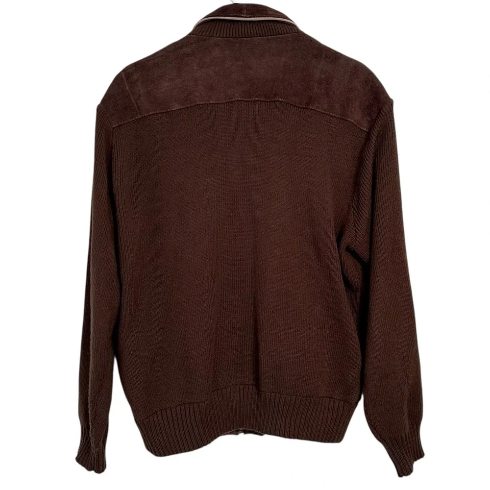 R.O.C Vintage Suede Leather Sweater Bomber Jacket Coat Brown Western XL